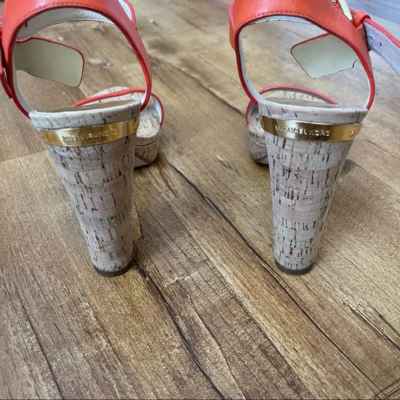 Michael Kors Orange Platform Cork Heel Sandals Size 8 - Picture 5 of 6